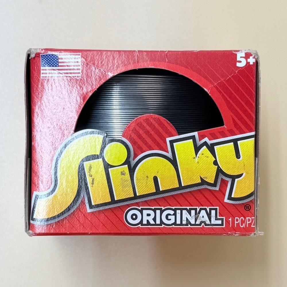 Original Slinky Walking Spring Toy Black Metal Just Play 03101 New in Box